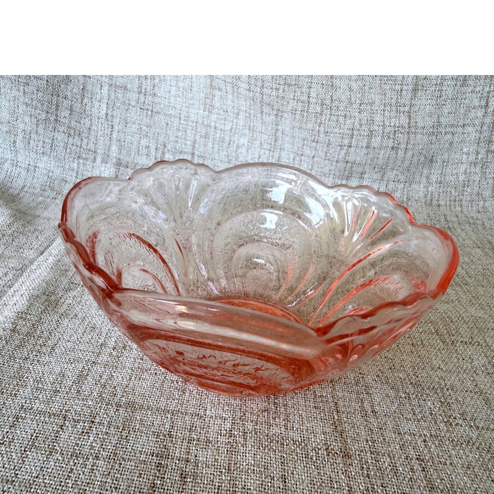 Federal Glass Pink Depression Glass Serving Bowl 6in Sharon Cabbage Rose Vintage